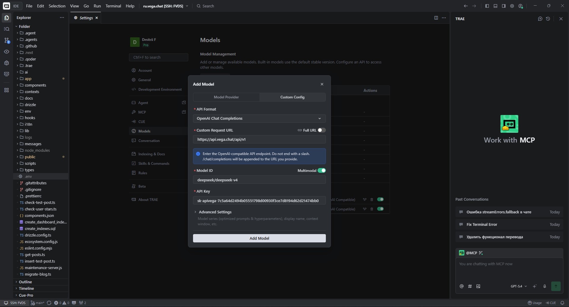 Настройка Custom Config в Trae